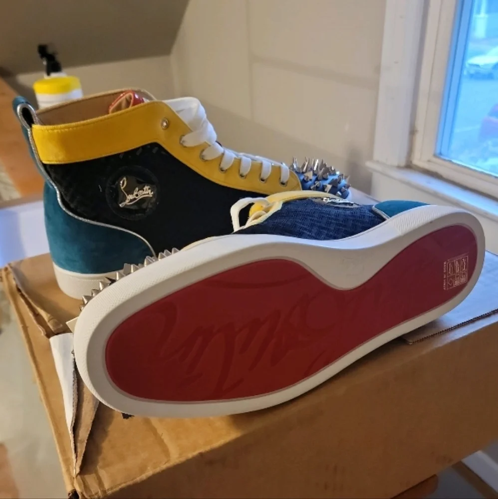 NEW 💎 CHRISTIAN LOUBOUTIN Louis Spikes High-Top Designer Sneaker Boots EU 45 - Picture 2 of 3